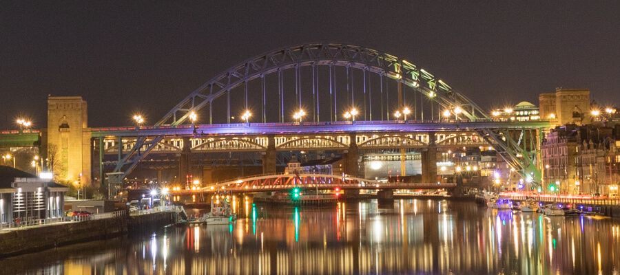 Light Trails & Night Photography in Newcastle Bridges at Night