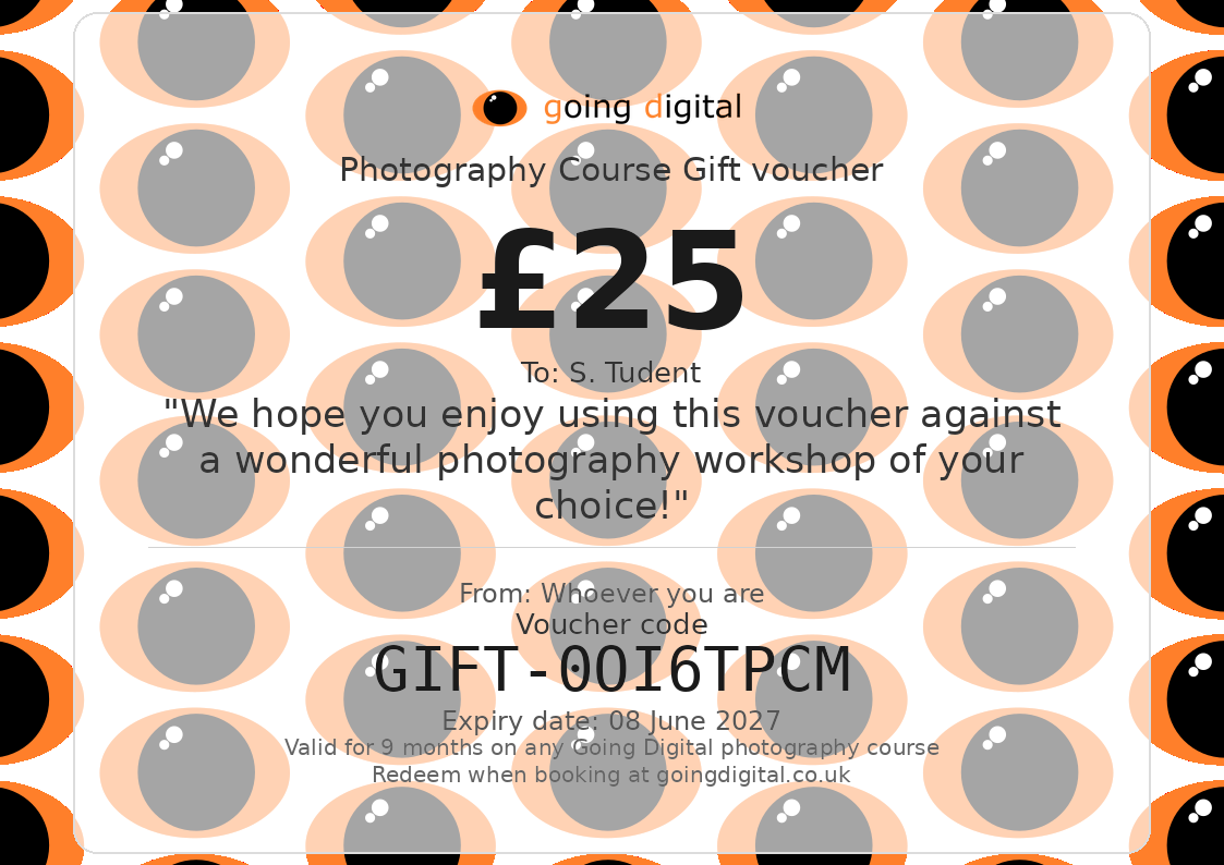 Going Digital photography gift vouchers